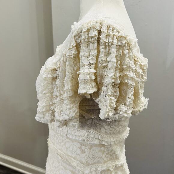 BLU PEPPER Women’s Ivory Layered Dress Short Sleeve Size Small (A0126) - Picture 4 of 7